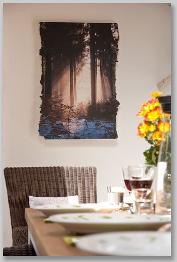 Foto Druck auf vintage Holz - gebrochene Holzkante rustikal